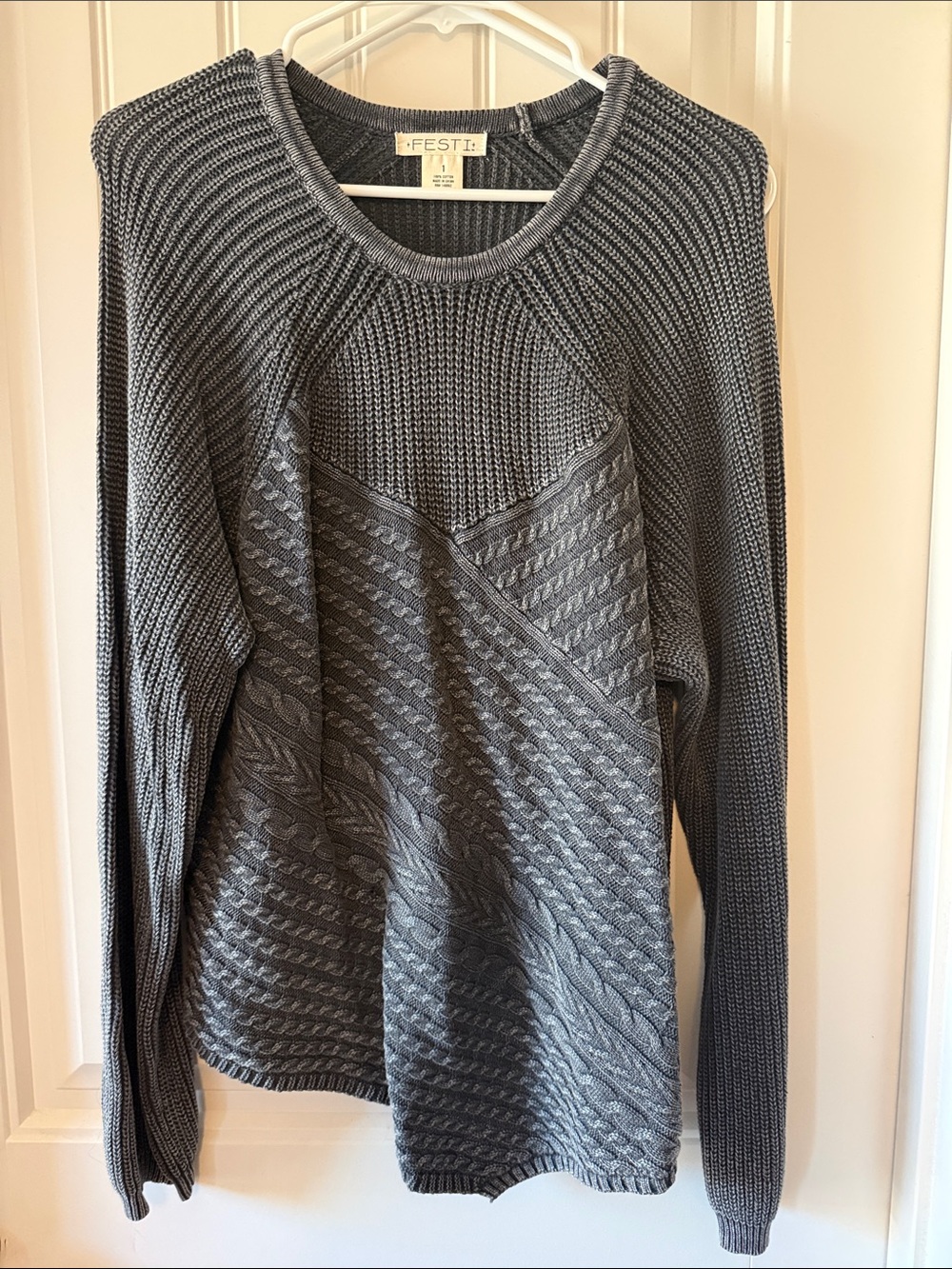 Gray Cable Knit Women's Sweater XL
